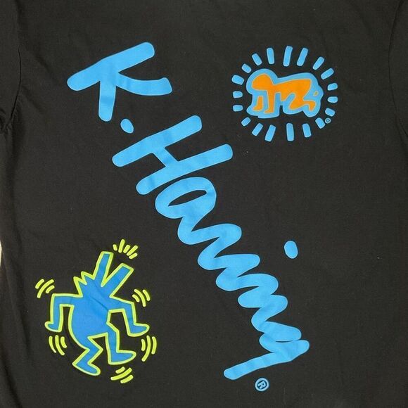 Keith Haring Artist Signature Art Black Graffiti Short Sleeve T-Shirt Men's L - Picture 4 of 6